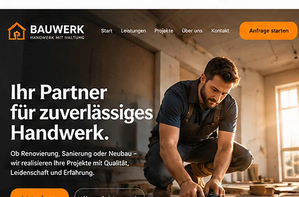 Fiktiver Website-Entwurf für Handwerksbetriebe