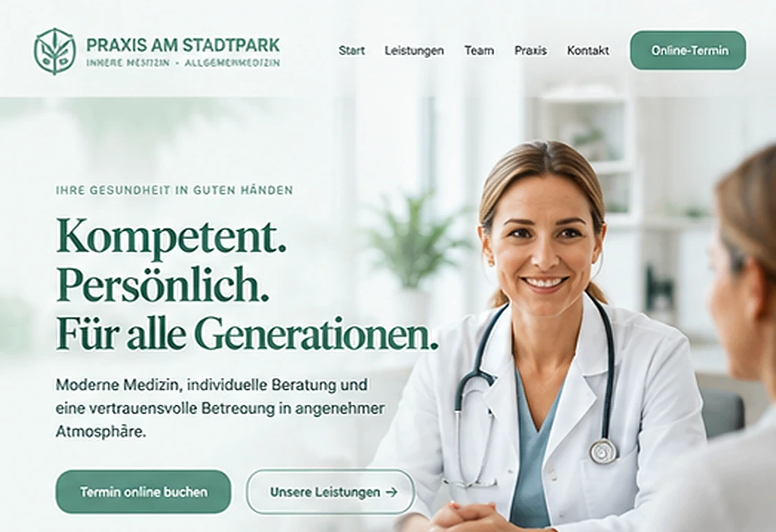 Fiktiver Website-Entwurf für Praxen & Gesundheitsdienste