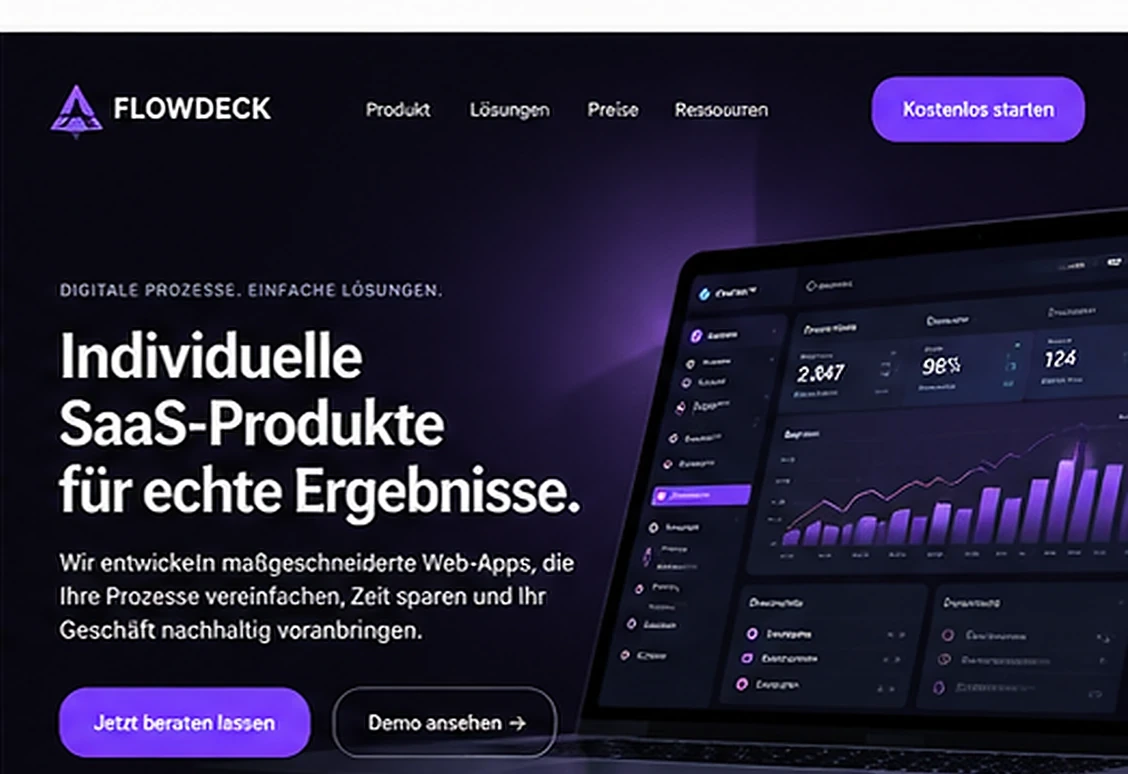 Fiktiver Website-Entwurf für Individuelle SaaS-Produkte