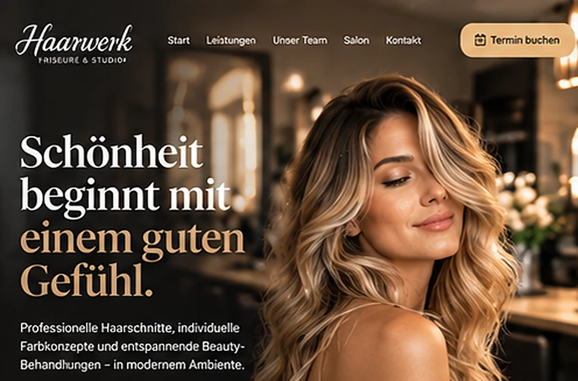 Fiktiver Website-Entwurf für Friseure & Studios